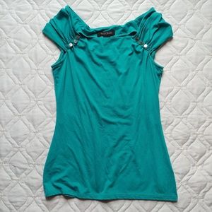 WHBM Bright Teal Button Detail Sleeveless Top